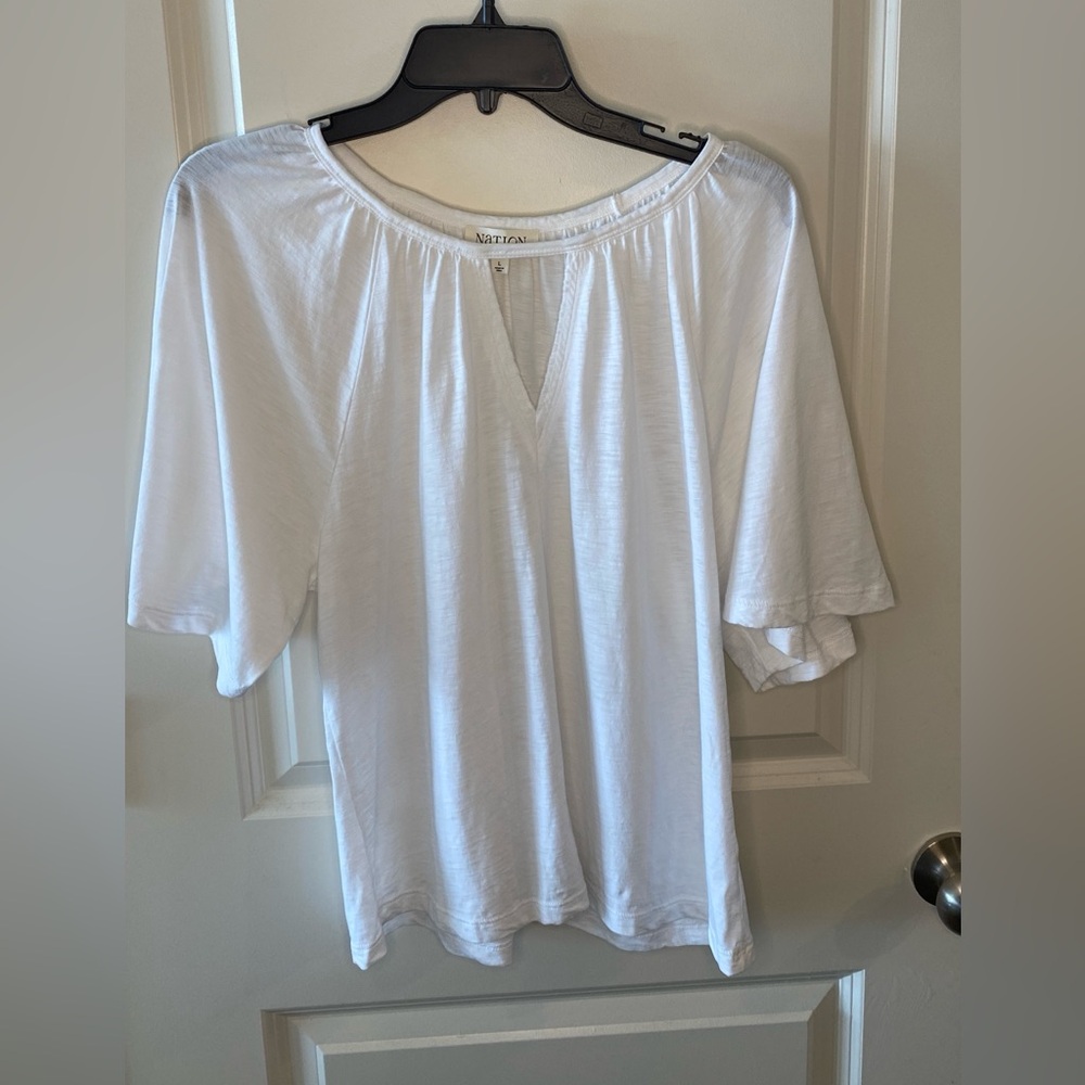 Nation LTD Los Angeles White Tee Shirt Pima Cotton Size L Casual Staple